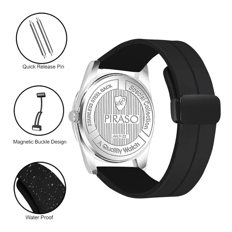 PIRASO RLX45COS Black Dial Silicone Strap Men’s Watch piraso rlx45cos black dial mens watch