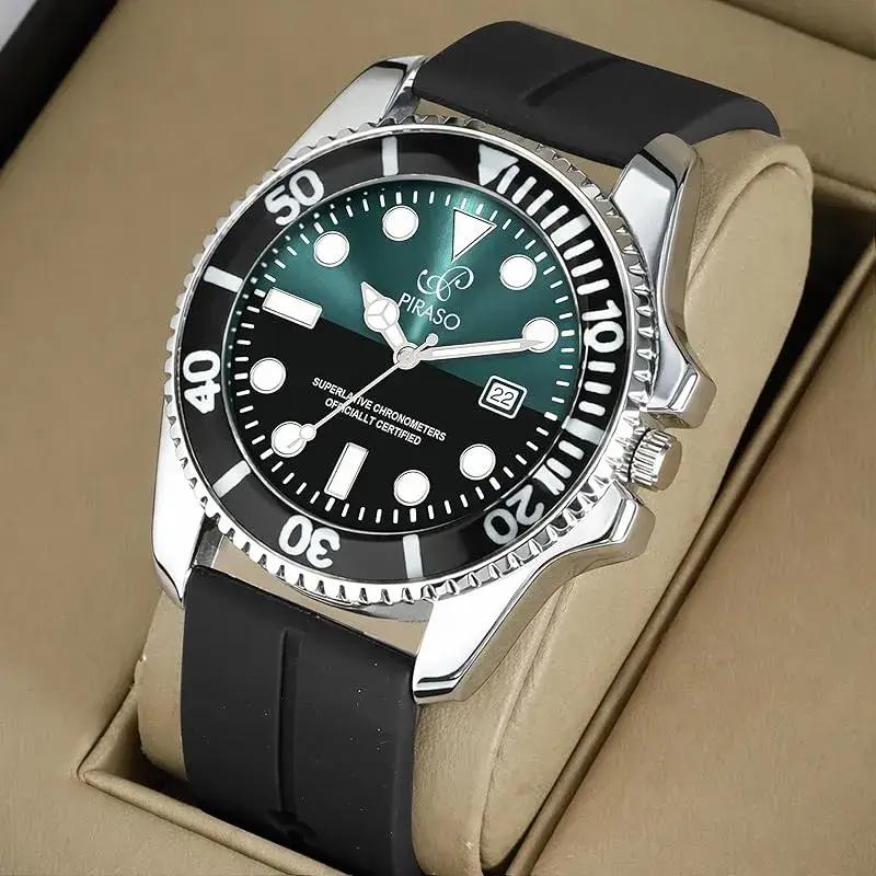 PIRASO ROL-X OG Black & Turquoise Dial Black Silicone Strap Men’s Watch piraso rol-x og black turquoise mens watch