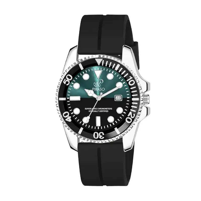 PIRASO ROL-X OG Black & Turquoise Dial Black Silicone Strap Men’s Watch piraso rol-x og black turquoise mens watch