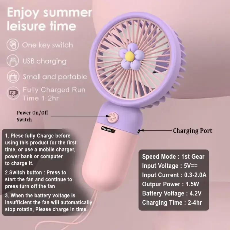 Shopsy Rechargeable Portable Mini Fan with Lanyard Shopsy Rechargeable Portable Mini Fan