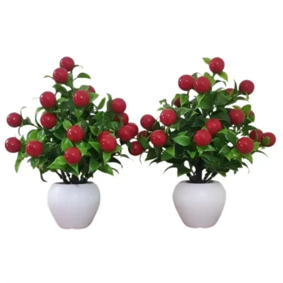 Shopsy Red Cherry Artificial Bonsai Plants
