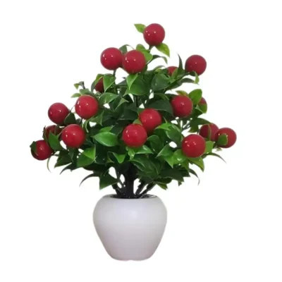 Shopsy Red Cherry Artificial Bonsai Plants