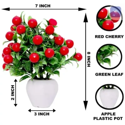 Shopsy Red Cherry Artificial Bonsai Plants