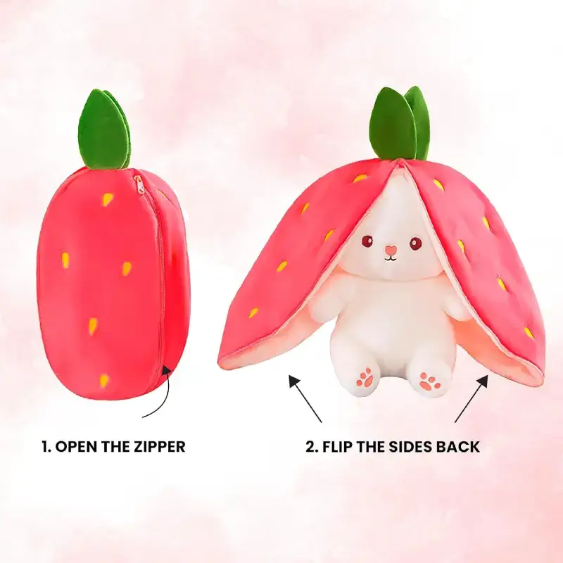 Shopsy Reversible Strawberry/Rabbit Plush Toy - Pink Shopsy Rabbit Plush Toy