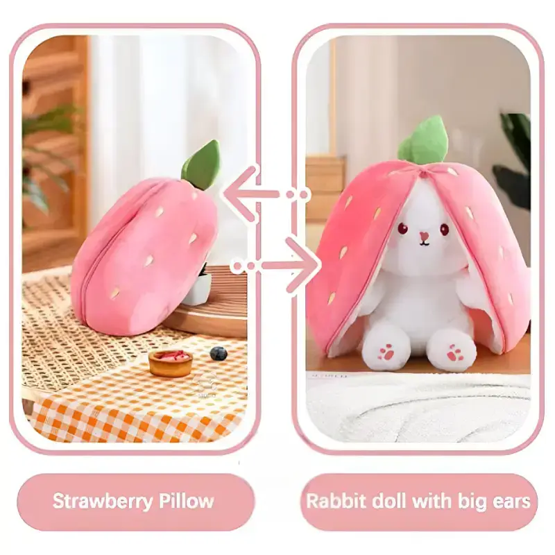 Shopsy Reversible Strawberry/Rabbit Plush Toy - Pink Shopsy Rabbit Plush Toy