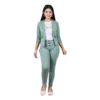 shopsy girls sea green printed top and trousers set