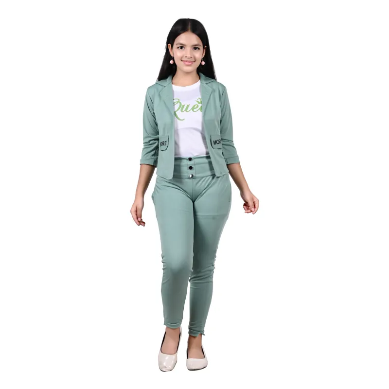 Shopsy Girls Sea Green Printed Top with Trousers Clothing Set shopsy girls sea green printed top and trousers set