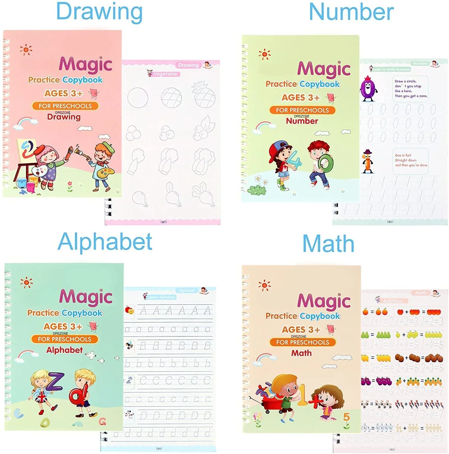 Shopsy Sank Magic Practice Copybook Set for Kids (4 Books + 10 Refills + Pen + Grip) shopsy sank magic practice copybook set for kids
