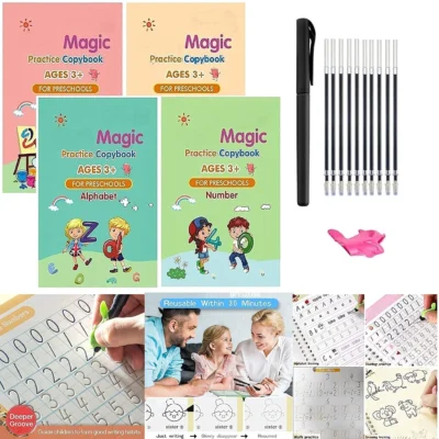 Shopsy Sank Magic Practice Copybook Set for Kids (4 Books + 10 Refills + Pen + Grip) shopsy sank magic practice copybook set for kids