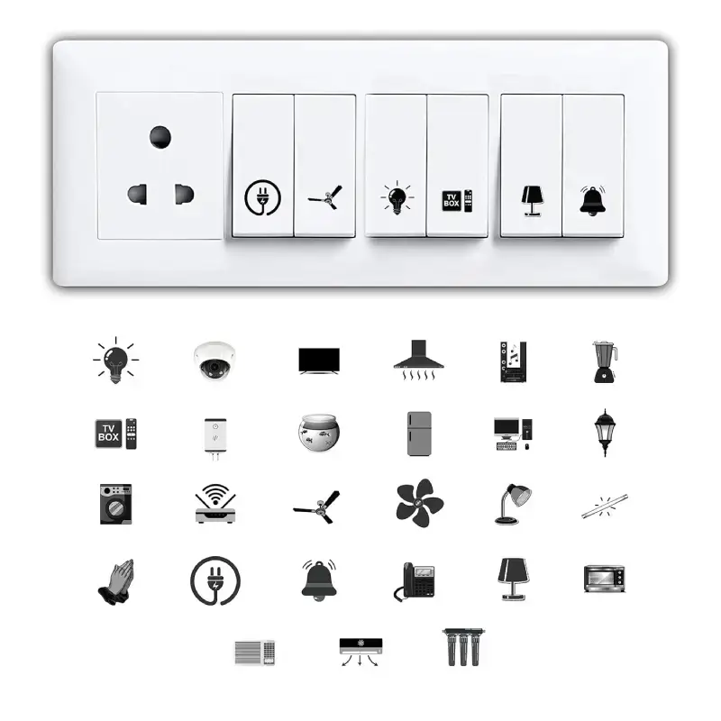 Shopsy 600-Piece Switch Board Sticker Set - 27 Designs, Self-Adhesive Shopsy Switch Board Sticker Set