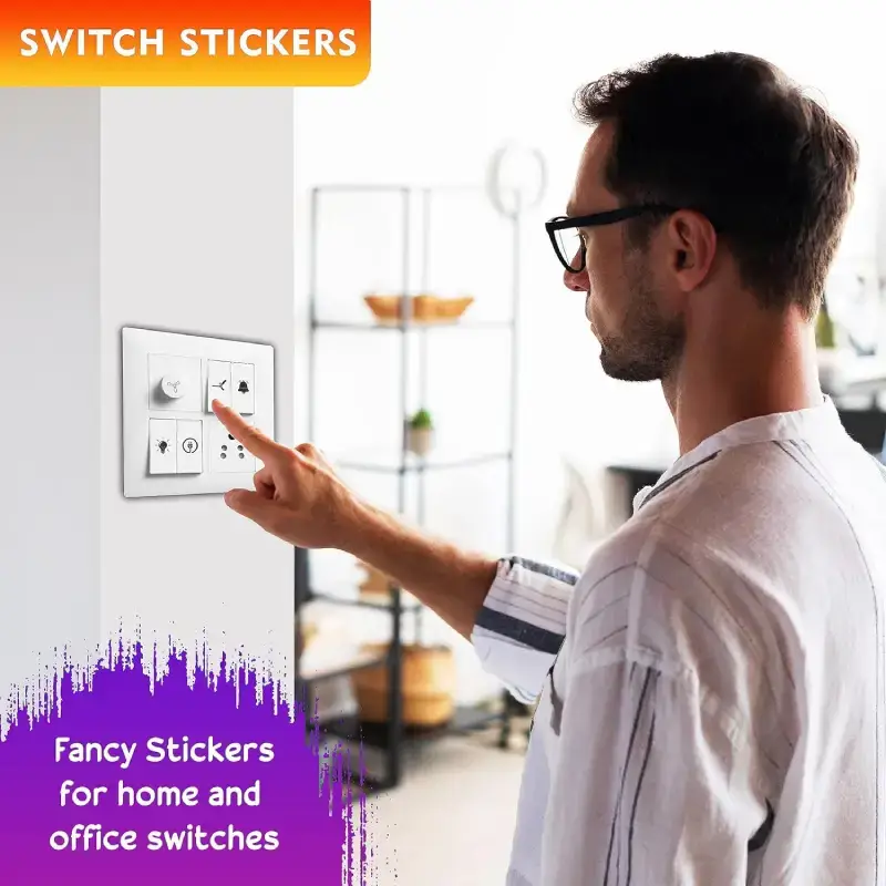 Shopsy 600-Piece Switch Board Sticker Set - 27 Designs, Self-Adhesive Shopsy Switch Board Sticker Set