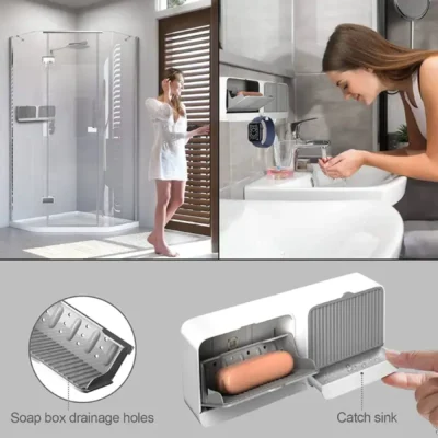 Shopsy Wall-Mounted Double Grid Soap Box with Lid - Multicolor Shopsy Wall-Mounted Double Grid Soap Box