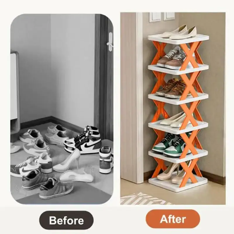 Shopsy 6-Layer Stackable Plastic Shoe Rack - Adjustable, Multicolor Shopsy 6-Layer Stackable Plastic Shoe Rack