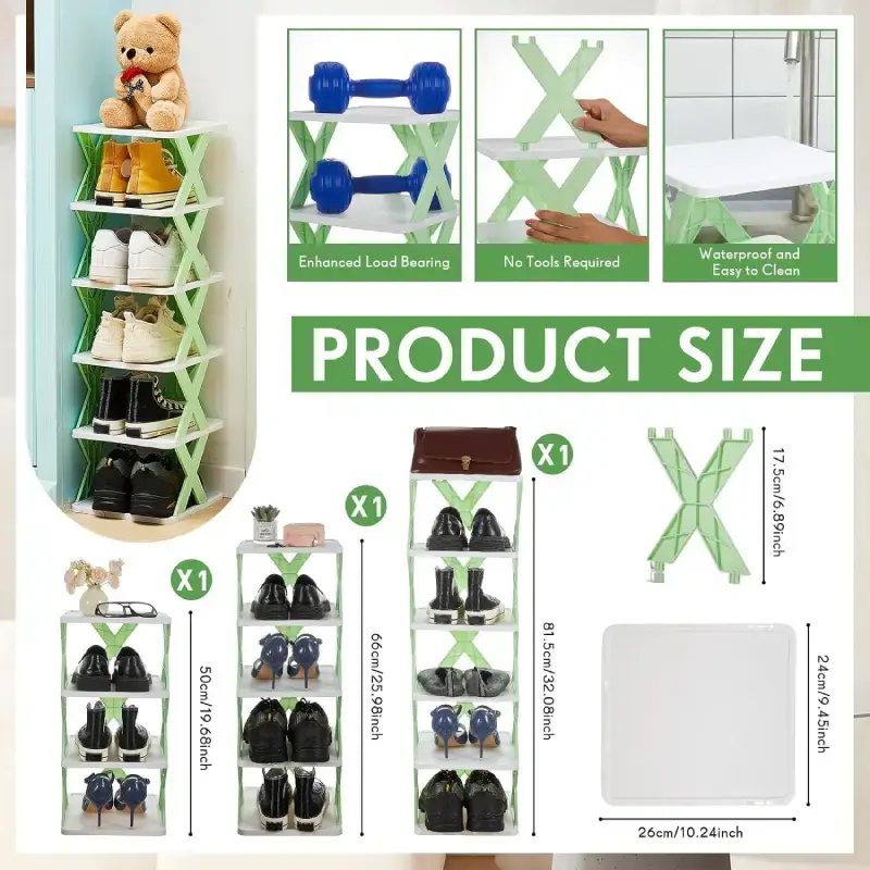 Shopsy 6-Layer Stackable Plastic Shoe Rack - Adjustable, Multicolor Shopsy 6-Layer Stackable Plastic Shoe Rack