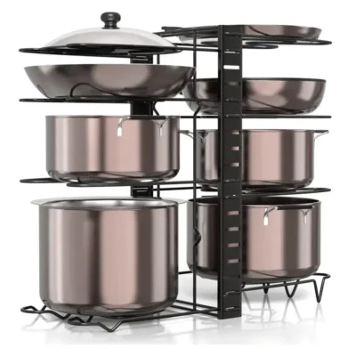 Shopsy Black Iron 8-Tier Pot and Pan Organizer Rack