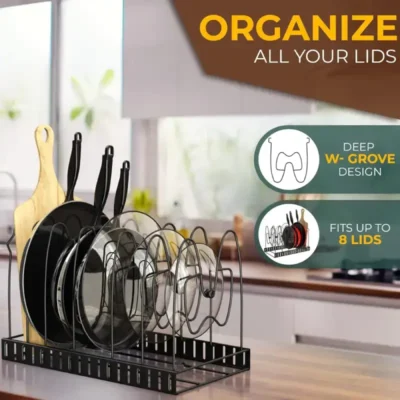 Shopsy Black Iron 8-Tier Pot and Pan Organizer Rack
