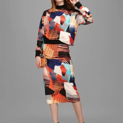 Shopsy Multicolor Crepe Co-ords Set with Printed Palazzos for Women