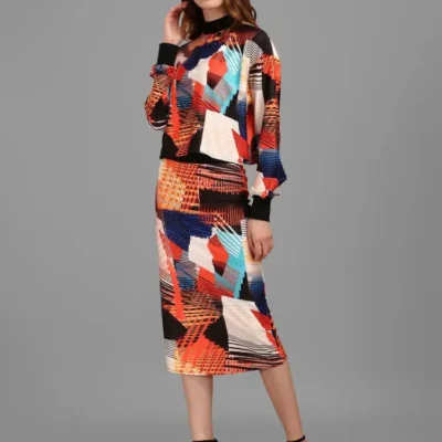 Shopsy Multicolor Crepe Co-ords Set with Printed Palazzos for Women