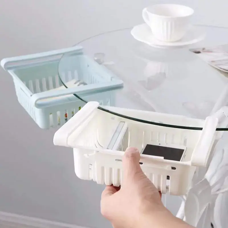 Shopsy Set of 4 Adjustable Plastic Refrigerator Storage Baskets - Expandable Sliding Trays Shopsy Plastic Refrigerator Storage Baskets