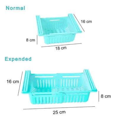 Shopsy Set of 4 Adjustable Plastic Refrigerator Storage Baskets - Expandable Sliding Trays Shopsy Plastic Refrigerator Storage Baskets