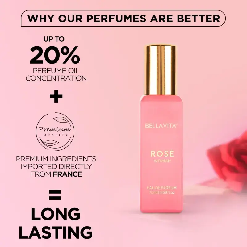 Bella Vita Organic Rose Woman EDP - 20ml Long-Lasting Fragrance Bella Vita Rose Woman EDP