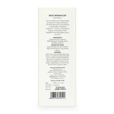 Bella Vita Organic Rose Woman EDP - 20ml Long-Lasting Fragrance Bella Vita Rose Woman EDP