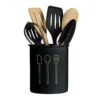 Shopsy Black Alloy Steel Cutlery and Spatula Holder