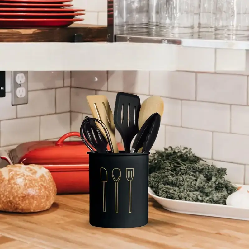 Shopsy Black Alloy Steel Cutlery and Spatula Holder Shopsy Black Alloy Steel Cutlery and Spatula Holder