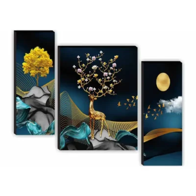 Shopsy Deer Nature 3D Modern Art Framed Paintings