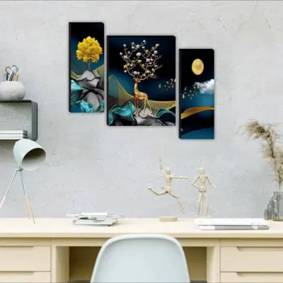 Shopsy Deer Nature 3D Modern Art Framed Paintings