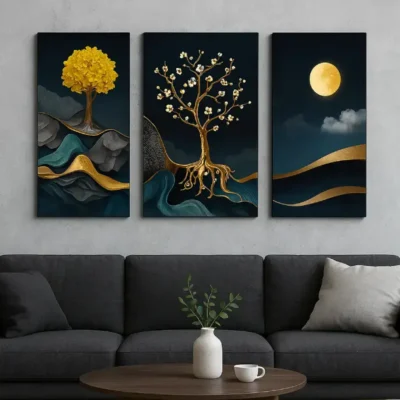 Shopsy Set of 3 Deer Nature 3D Modern Art Framed Paintings - MDF Shopsy Deer Nature 3D Modern Art Framed Paintings