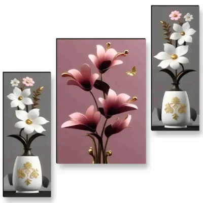 Shopsy Flower Pot 3D Wall Art Paintings
