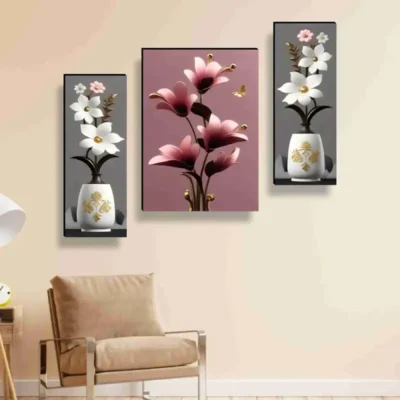 Shopsy Flower Pot 3D Wall Art Paintings