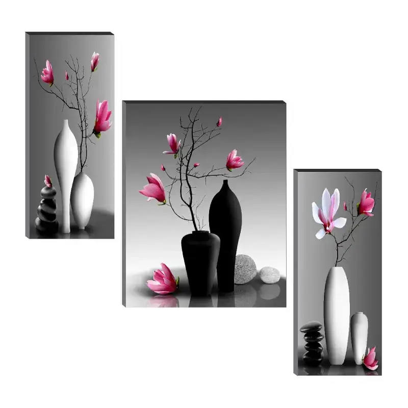 Shopsy Set of 3 Flower Pot Self-Adhesive Wall Paintings - UV Textured MDF Shopsy Flower Pot Self-Adhesive Wall Paintings