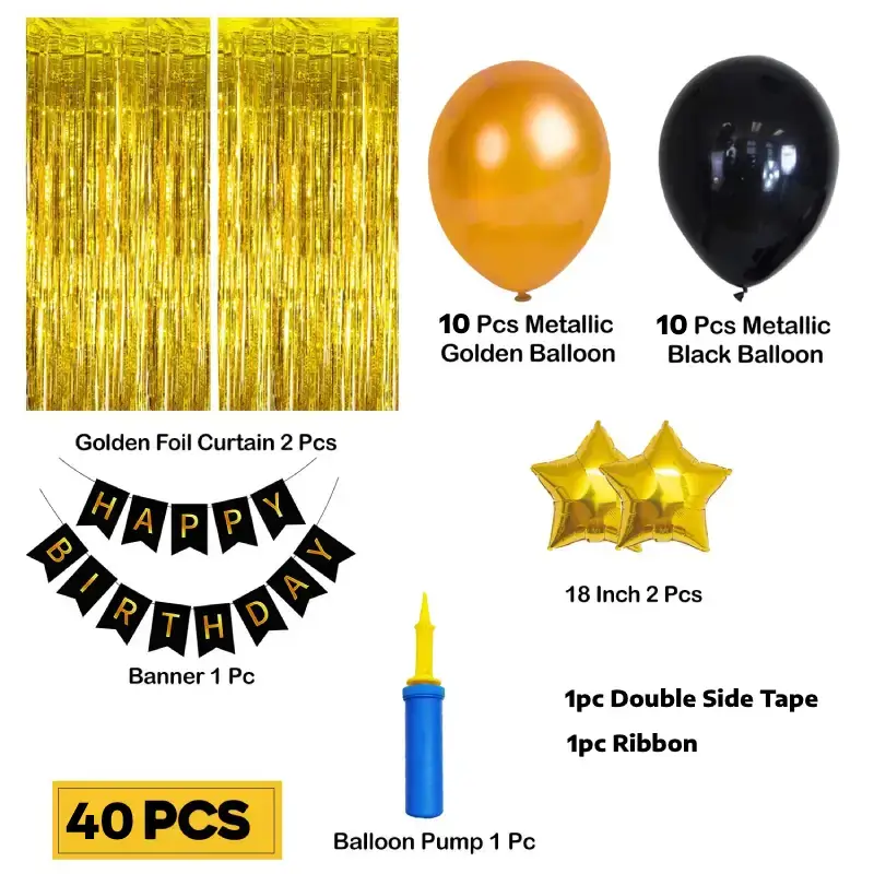 Shopsy 40-Piece Happy Birthday Decoration Kit with Banner and Balloons Shopsy Happy Birthday Decoration Kit