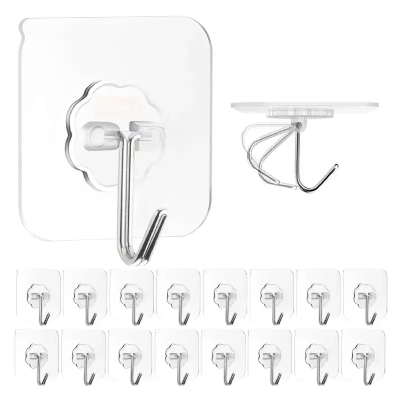 Shopsy Heavy Duty Adhesive Wall Hooks - Transparent, Pack of 20 Shopsy Heavy Duty Adhesive Wall Hooks