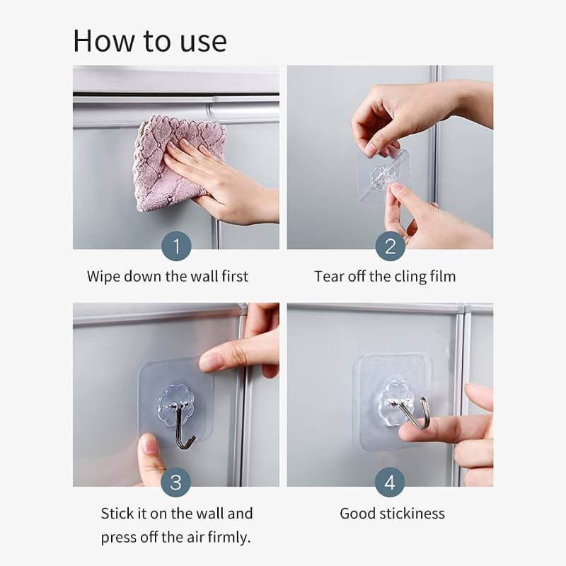 Shopsy Heavy Duty Adhesive Wall Hooks - Transparent, Pack of 20 Shopsy Heavy Duty Adhesive Wall Hooks