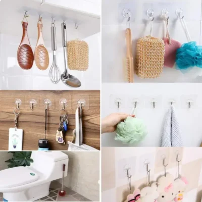 Shopsy Heavy Duty Adhesive Wall Hooks - Transparent, Pack of 20 Shopsy Heavy Duty Adhesive Wall Hooks