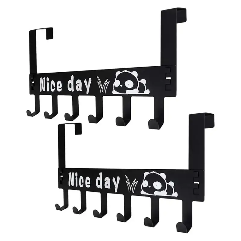 Shopsy Heavy Duty Carbon Steel Over Door Hanger - Pack of 2, 6 Hooks Each Shopsy Heavy Duty Carbon Steel Over Door Hanger