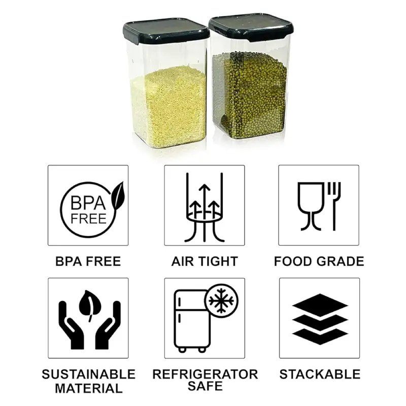 Shopsy Airtight Modular Plastic Storage Containers - 1100ml, Set of 6 Shopsy Airtight Modular Plastic Storage Containers
