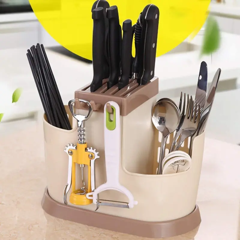 Shopsy Plastic Cutlery and Chopstick Holder with Draining Tray and Hooks Shopsy plastic cutlery holder