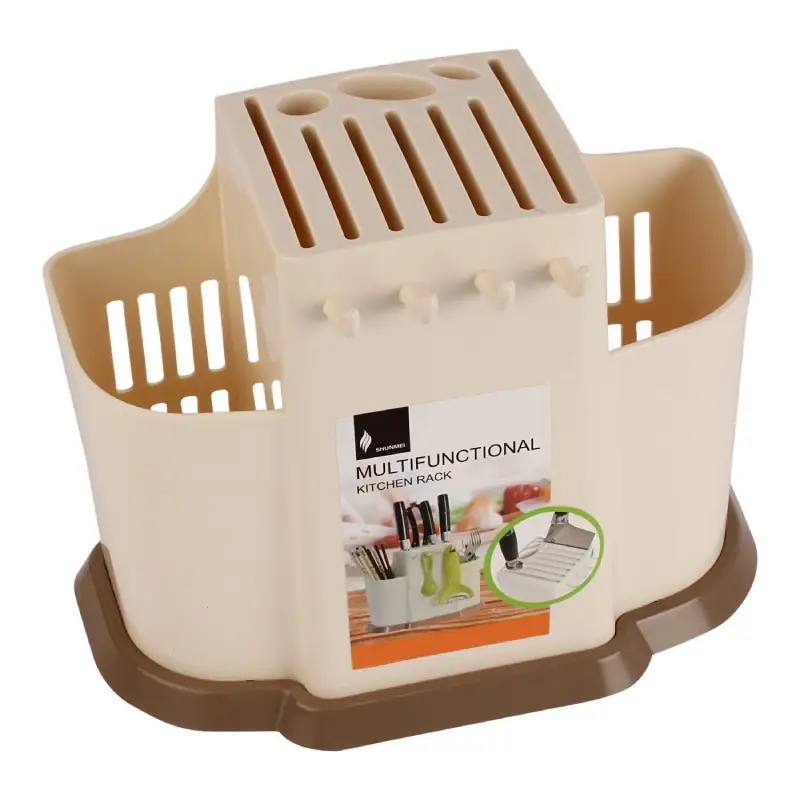 Shopsy Plastic Cutlery and Chopstick Holder with Draining Tray and Hooks Shopsy plastic cutlery holder
