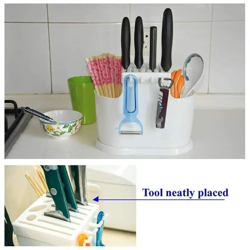 Shopsy Plastic Cutlery and Chopstick Holder with Draining Tray and Hooks Shopsy plastic cutlery holder