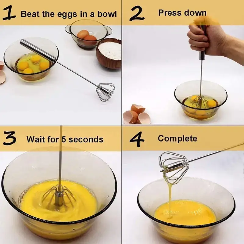 Shopsy Stainless Steel Hand Push Rotary Whisk Blender Shopsy Stainless Steel Hand Push Rotary Whisk Blender