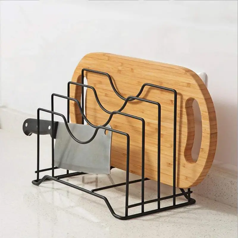 Shopsy 4-Slot Stainless Steel Pan and Lid Organizer Rack - Black Shopsy 4-Slot Stainless Steel Pan and Lid Organizer Rack