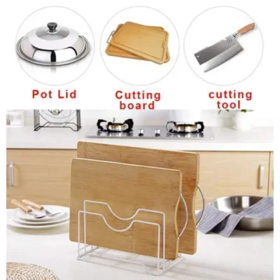 Shopsy 4-Slot Stainless Steel Pan and Lid Organizer Rack - Black Shopsy 4-Slot Stainless Steel Pan and Lid Organizer Rack