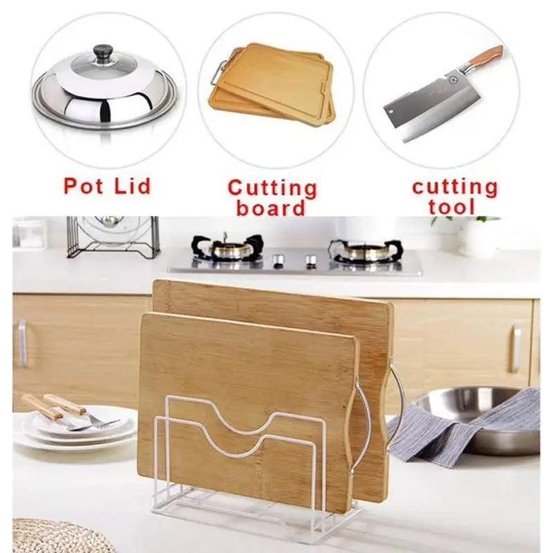 Shopsy 4-Slot Stainless Steel Pan and Lid Organizer Rack - Black Shopsy 4-Slot Stainless Steel Pan and Lid Organizer Rack