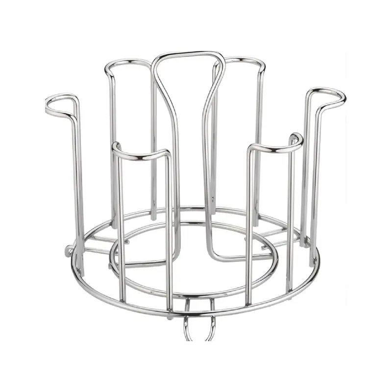 Shopsy Stainless Steel Round Glass Holder for 6 Glasses - Silver Shopsy Stainless Steel Round Glass Holder