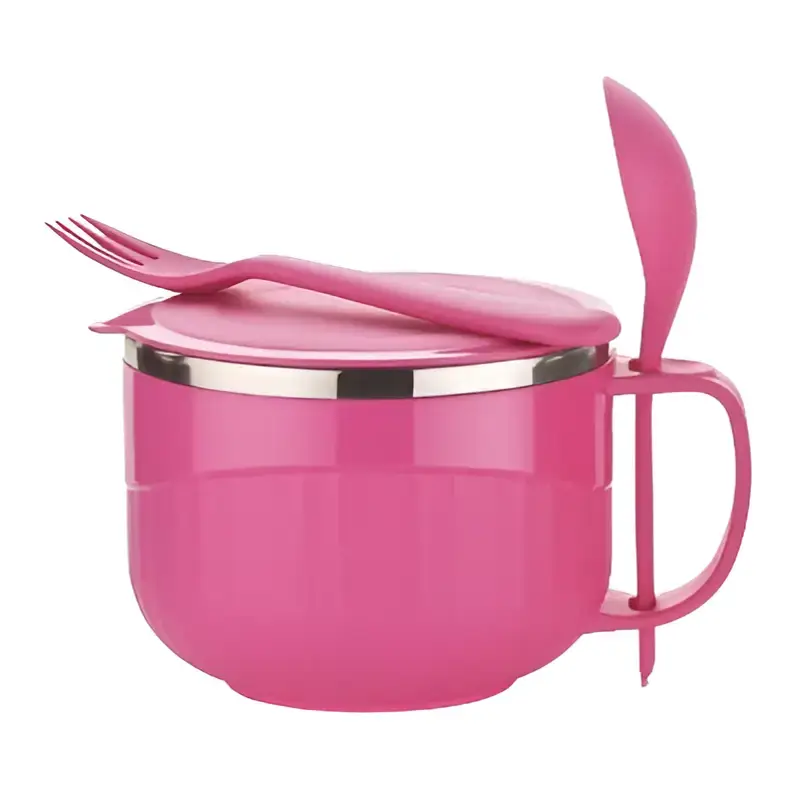Shopsy 450ml Stainless Steel Soup Bowl with Lid and Spoon - Multicolor Shopsy Stainless Steel Soup Bowl with Lid