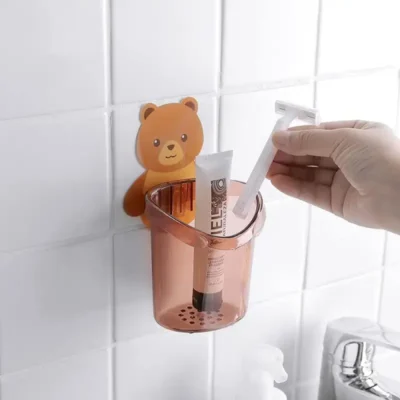 Shopsy Teddy Bear Shaped Wall-Mounted Toothbrush Holder